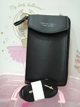 Billetera Color sólido de cuero para mujer, bolso de hombro para teléfono móvil con correas, soporte para tarjeta grande, BILLETERA, bolso de mano, bolsillos, 2020