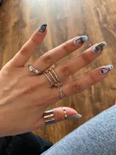 8 unids/set redondo de diseño Simple anillos de Color dorado Conjunto para las mujeres hecho a mano geometría dedo anillo de joyería femenina regalos