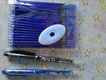53 unids/lote 0,38mm borrable lavable Pen recarga varilla para manejar azul/negro tinta pluma de Gel para escuela materiales de escritura para oficina papelería