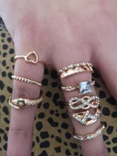 Conjunto de Anillos bohemios Vintage para mujer, conjunto de Anillos de Unión geométricos de media luna de oro para mujer, conjunto de Anillos de Diseño de cristales, joyería para fiesta