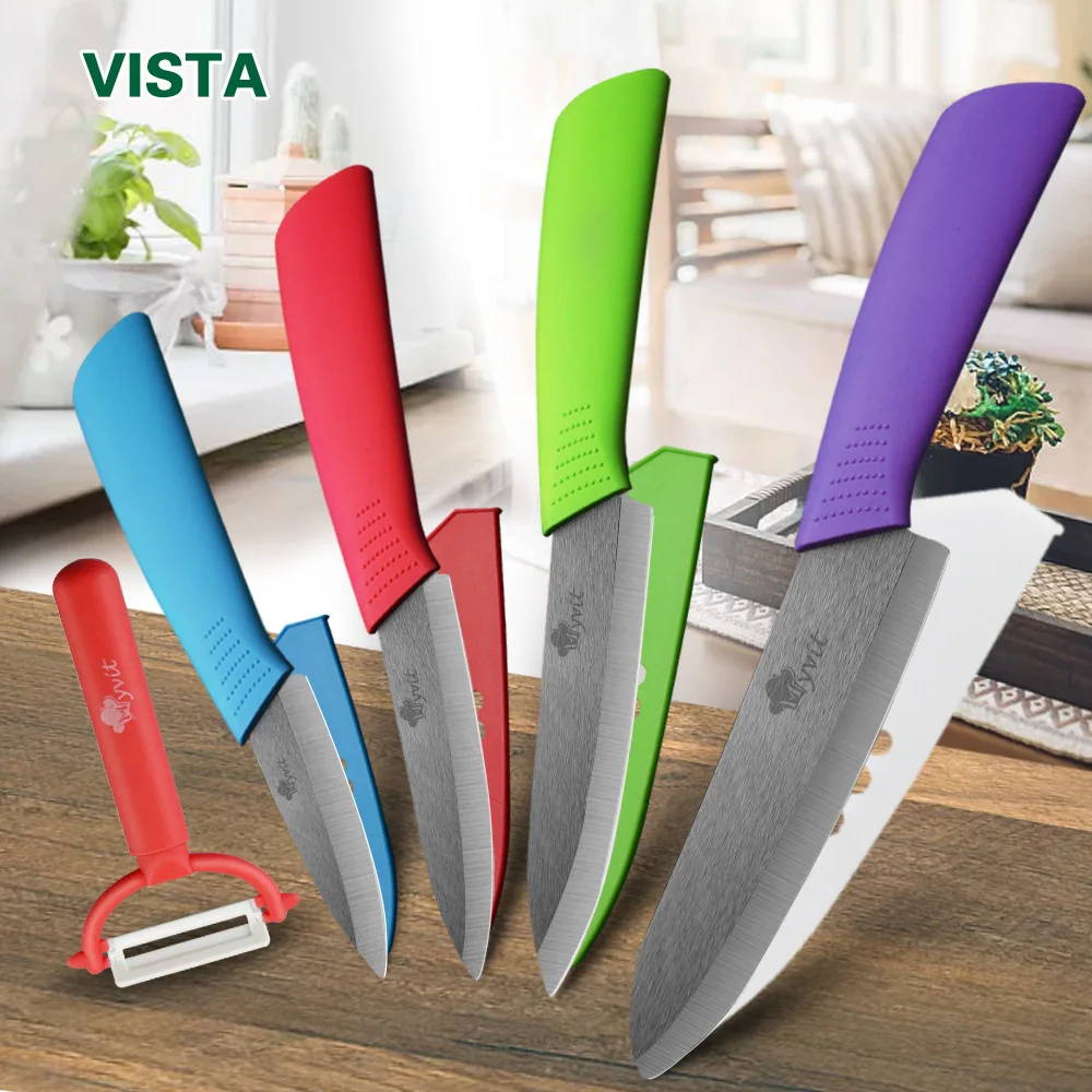 Фото Керамический нож кухонные ножи 3 4 5 6 дюймов + Овощечистка циркониевое черное