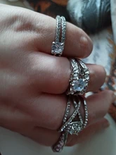 Conjunto de anillos de boda elegantes para mujer, joyería de compromiso de Color plateado con brillante intenso, anillo de circón para mujer, 2 uds.