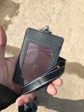 Retráctil cordones de tarjeta de identificación titular, cuero Porte autobús caja de pase de cubierta-Los hombres de las mujeres tarjetero para tarjetas de crédito bancarias Correa titular