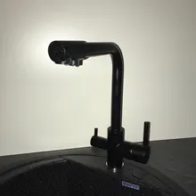 Grifo con filtro de cocina Balck con Dot latón purificador grifo doble pulverizador agua potable grifo recipiente fregadero mezclador grifo Torneira
