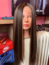 Peluca sintética larga y Lisa para mujeres negras, exquisita Peluca de Color rubio miel resaltado, parte media resistente al calor