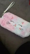 PURDORED-neceser de maquillaje con diseño de gato para mujer, bolsa de maquillaje de felpa para chica, estuche de belleza para mujer, neceser portátil de viaje, 1 unidad