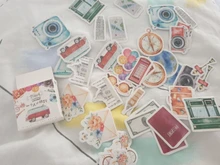 46 unidades por paquete, pegatinas de etiqueta de paisaje de viaje, etiquetas de papelería decorativas, pegatinas de Scrapbooking, álbum diario Diy, etiqueta adhesiva
