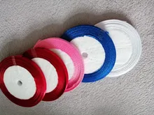 Cintas de satén de Color sólido, decorativo caja de regalo de boda, cinta para envolver manualidades DIY, blanco, rosa, azul, rojo y amarillo, 22 metros (25 yardas) 6mm