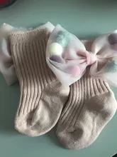 Calcetines de invierno para niñas bebé con lazos grandes, tobilleros para niños, Princesa, además de terciopelo