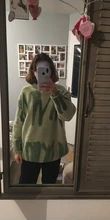 Aproms-jerséis estampados de rayas verdes para mujer, jerséis largos holgados de cuello redondo para invierno, ropa de calle, ropa de abrigo cálida, 2021