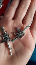 10 piezas de amuletos de Rifle de asalto 45x16mm colgante de fabricación antigua, bronce tibetano Vintage, collar de pulsera DIY