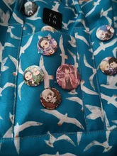 8 unids/set Anime demonio Cazavampiros: Kimetsu No Yaiba insignia de Cosplay de dibujos animados recoger mochilas bolsas de broche de botón regalo