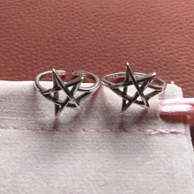 Retro tailandés Color plateado pentagrama estrella anillo ajustable para mujeres de moda regalo de fiesta, joyería S-R284
