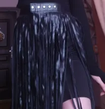 Tassels-Skirt Clubwear Fringe Rock-Costume Body-Harness Punk Faux-Leather Halloween High-Waist