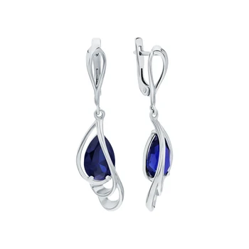 Silver earrings with sapphires synthetic sunlight sample 925
Silver earrings with sapphires synthetic sunlight sample 925