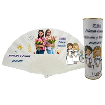 Sell You batch/personalized fan made from plastic rods with photo Communion Girls with personalized tin
Sell You batch/personalized fan made from plastic rods with photo Communion Girls with personalized tin