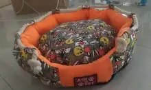 Nido de cama de perro redondo con estampado de dibujos animados, perrera transpirable para perros, casa de lona, producto para mascotas pequeñas y medianas