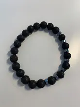 Pulsera de cuenta de piedra de Lava Natural para hombre y mujer, brazalete de cuentas de 8mm hechas a mano de color negro, joyería para hombre y mujer 2020