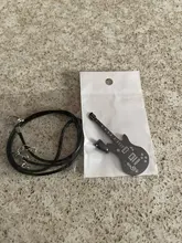 Collar de guitarra de acero inoxidable 316L para hombre, cadena de cuero, colgantes