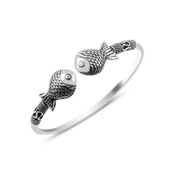 Angemiel 925 Silver Fish Figured Sterling Oxidized Bracelet 
Angemiel 925 Silver Fish Figured Sterling Oxidized Bracelet