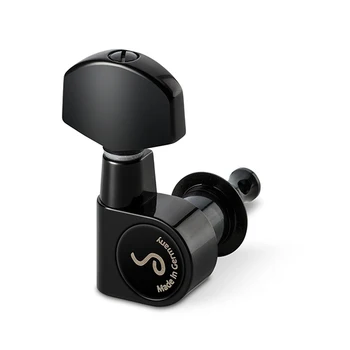 10030423.02.36 M6 pin set single bulb mechanics, 3l + 3 P left, large, black chrome, Schaller
10030423.02.36 M6 pin set single bulb mechanics, 3l + 3 P left, large, black chrome, Schaller