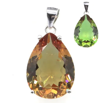 

27x13mm SheCrown Hot Sell 18x13mm Water Drop Created Color Changing Spinel Zultanite Gift For Woman's Silver Pendant