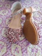 ULKNN-Sandalias con purpurina para niñas, zapatos de tacón alto para niñas, sandalias de cristal para actuaciones, zapatos de princesa para bebés