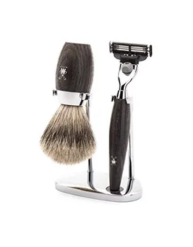 KOSMO - Shaving set of MÜHLE, fine badger, with Gillette Mach3, handle material made of bog oak
KOSMO - Shaving set of MÜHLE, fine badger, with Gillette Mach3, handle material made of bog oak