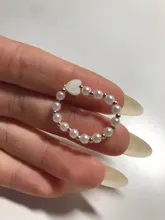 Moda Coreana de cuerda elástica perla anillo Simple elegante mujer en forma de corazón de oro anillo encantador mujeres regalo para niñas, joyería