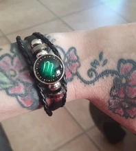 Pulsera de cuero con 12 Constelaciones del zodiaco para hombre y niño, brazalete punk con cuentas, accesorios de viaje