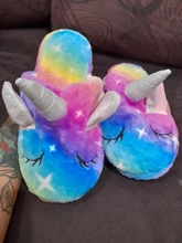 Zapatos de invierno con viñetas de animales para niñas, zapatillas de unicornio para casa