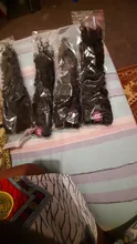 Mongol Afro rizado Pelo Rizado de la onda de agua 3 mechones con cierre cabello humano brasileño armadura paquete negro las mujeres XISHIXIU
