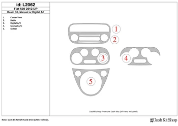 Interior trim for Fiat 500 2012-UP. Set L2062.
Interior trim for Fiat 500 2012-UP. Set L2062.