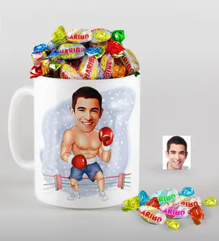Personalized Mr Boxer Caricature Of mug And Haribo Fruitbons Candy Gift set
Personalized Mr Boxer Caricature Of mug And Haribo Fruitbons Candy Gift set