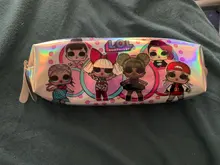 Lol Surprise-bolsa de lápices de sílice para niñas, bolso de mano de Pu con dibujos animados, bolsa para estudiante de papelería