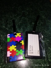 Tarjeta de silicona para equipaje, etiqueta colgante con nombre, estilo nacional, creativo, multicolor, dibujos geométricos, para equipaje/maleta