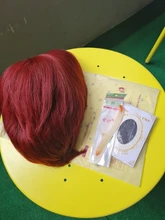 JUNSI-Peluca de cabello sintético de corte Pixie para mujer, pelo rojo corto, color negro, Natural