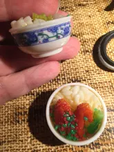 Cuenco en miniatura para casa de muñecas Blyth BJD 1/6, cocina china, comida de imitación, accesorios de decoración de cocina, juguetes, 2 uds., 1:6