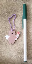 Llaveros de dibujos animados de cereza, Ángel y oso, funda de Metal para auriculares, colgante para chicas, mochila para estudiantes, baratijas de dibujos animados, joyería Kawaii