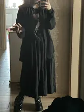 Falda Plisada Pleated-Skirt A-Line Midi Black Autumn Korean-Style Women Casual High-Waisted