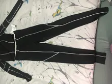 Kliou-Conjunto de dos piezas de fitness para mujer, top corto de manga larga negra, leggings de cintura alta de retales a rayas blancas, chándal activo