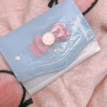 Mini cartera con lazos bonitos para mujer, Tarjetero con broche, monedero de mano, de cuero PU, a la moda, novedad