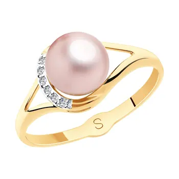 Sokolov ring in Gold with pink pearls and cubic zirconia, fashion jewelry, gold, 585, women's male
Sokolov ring in Gold with pink pearls and cubic zirconia, fashion jewelry, gold, 585, women's male