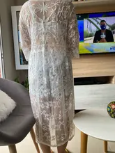 Kimono de encaje Floral de tres cuartos para mujer, ropa de baño Sexy de ganchillo, cárdigan, Bikini, ropa de playa tipo pareo, prenda protectora larga, verano 2019