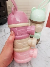 Caja portátil de almacenamiento de alimentos para bebé, oso antiniebla DE 3/4 capas, caja de polvo de leche de cereales esencial con apertura lateral, recipiente para aperitivos para bebés pequeños