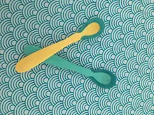 Cuchara con sensor de temperatura para bebé, cucharilla de alimentación de silicona de seguridad, cucharilla de autoalimentación para bebé, platos para bebé, 2 uds.