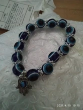 De moda de Color de plata azul de mal de ojo Hamsa la mano de Fátima Palm pulseras para las mujeres de la pulsera del encanto de estilo étnico joyería hecha a mano