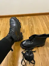 Botas de bolsillo para mujer, botas de encaje para mujer, botas de tobillo para mujer, con correa de hebilla negra, botas de tobillo gruesas para mujer, plataforma