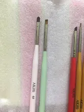 AKiHi-pincel de dibujo pintado en Gel UV, pinceles planos para manicura, Mango Verde con tapa de Metal