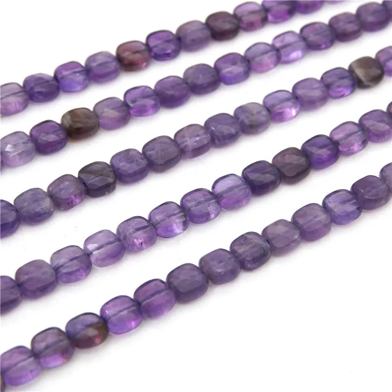 

Amethyst Beads Strand Faceted Square Shape 6mm Natural Semiprecious Stone For Jewelry Making DIY Craft Bracelet Necklace Earring